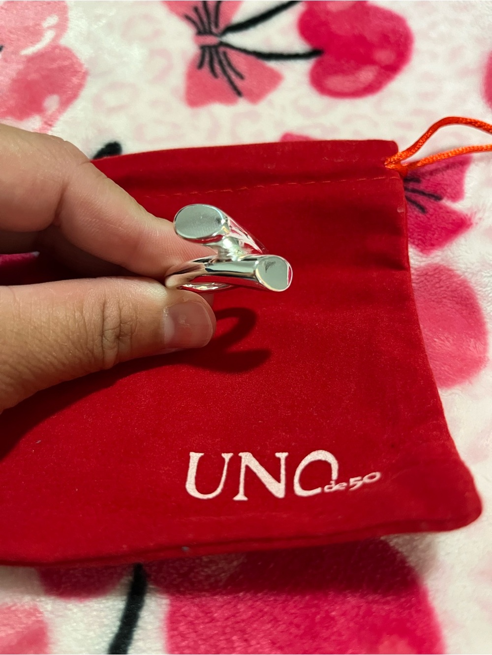 UNO de 50 Silver Twisted Ring
